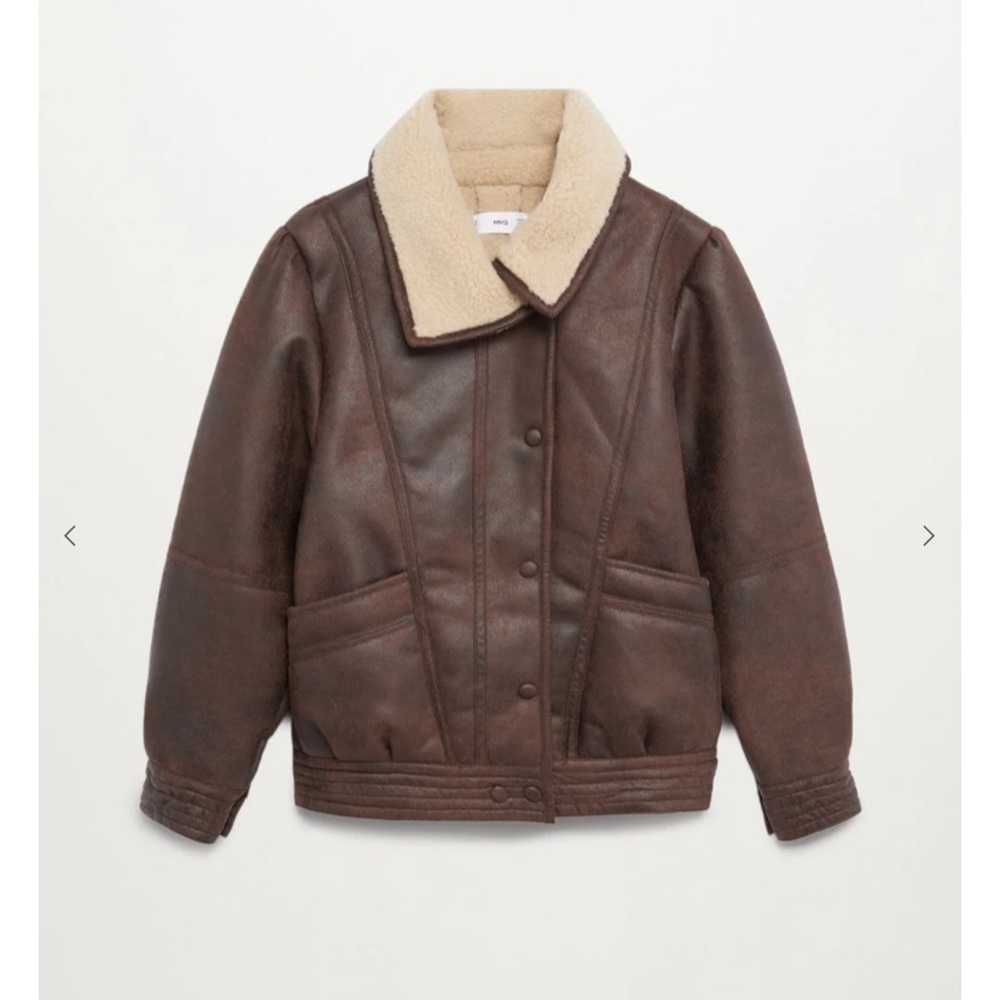 Mango faux shearling aviator jacket